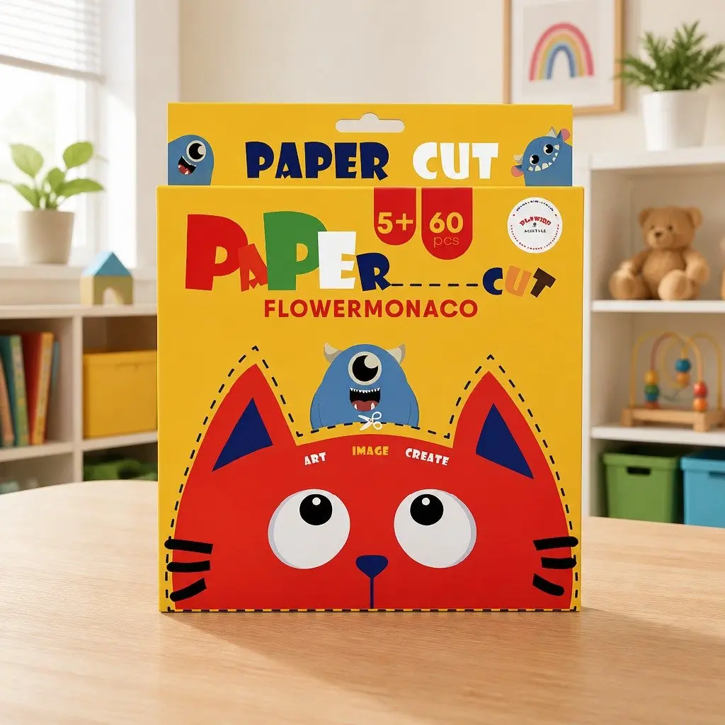 Paper Cutting and Origami Activity Set Flower Pattern 60 Piece DIY Craft Kit