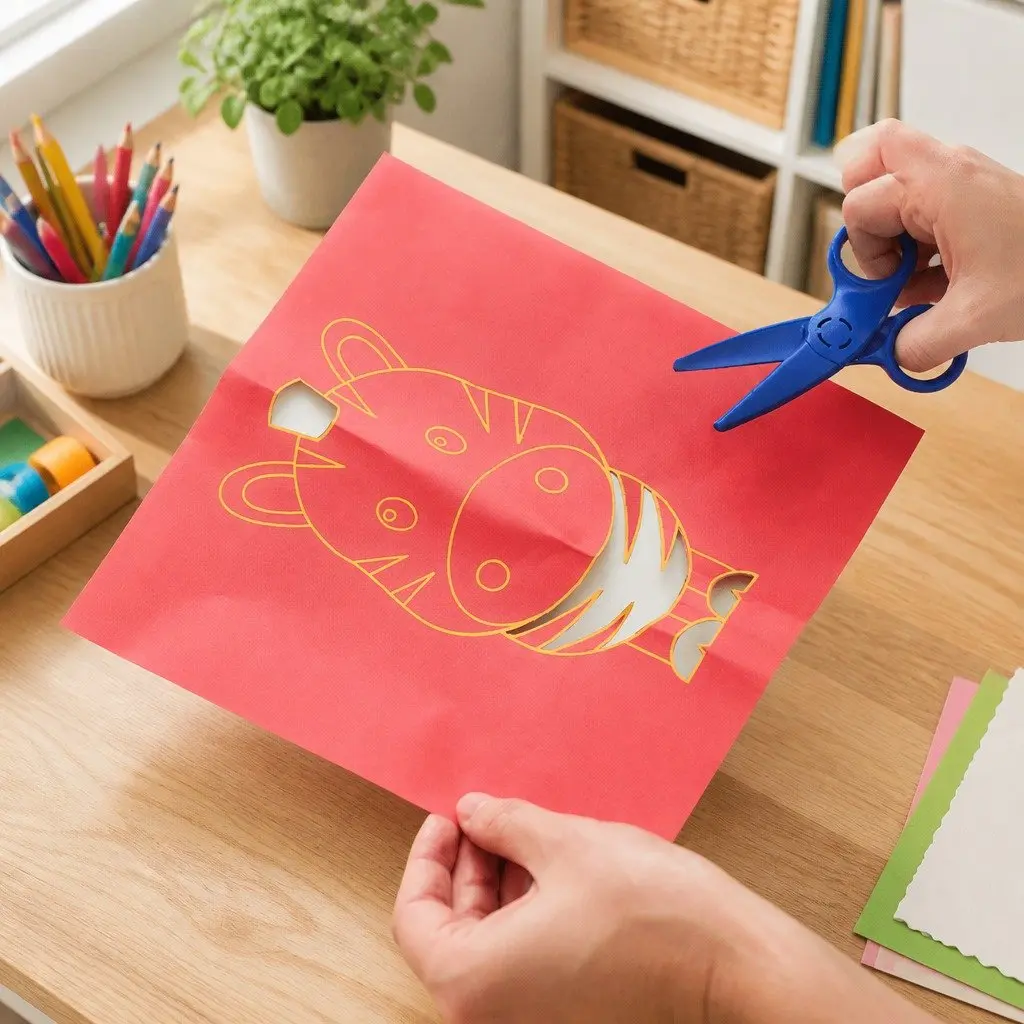 Paper Cutting and Origami Activity Set Flower Pattern 60 Piece DIY Craft Kit