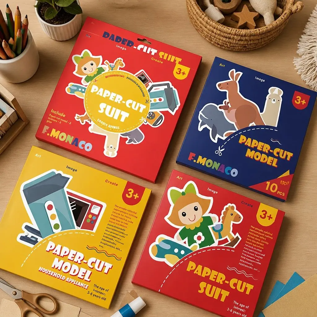 Children's Paper Cutting Craft Kit Colorful Animal Flower Templates Fine Motor Skills