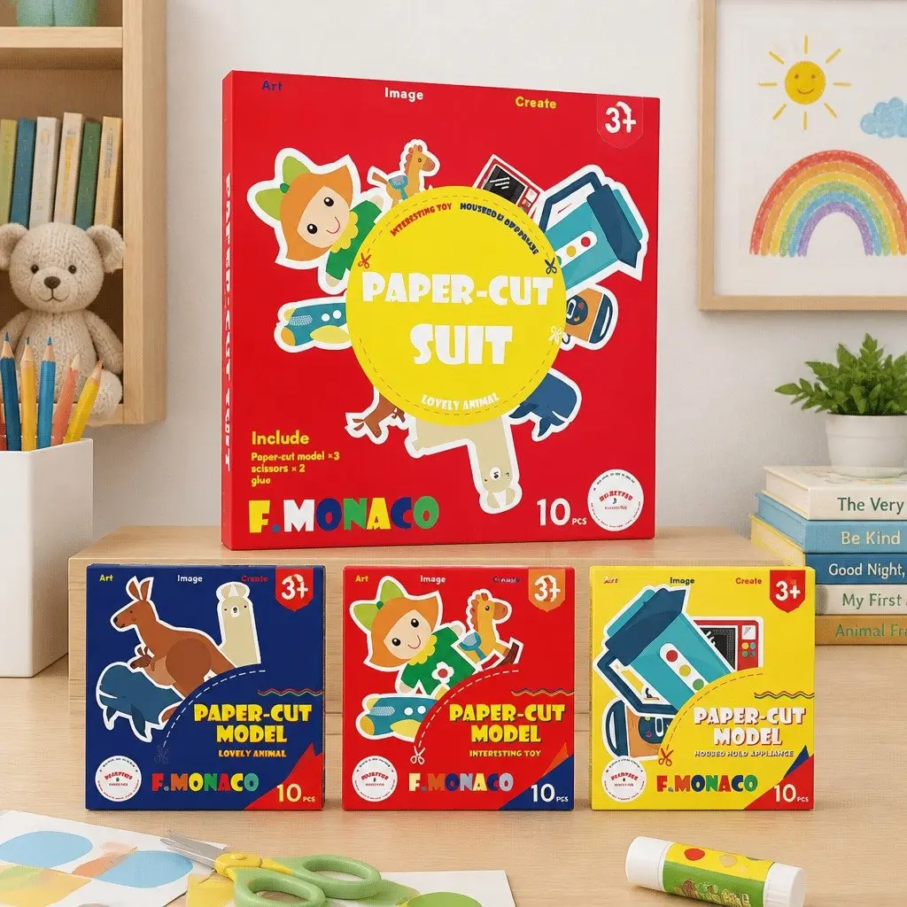 Children's Paper Cutting Craft Kit Colorful Animal Flower Templates Fine Motor Skills