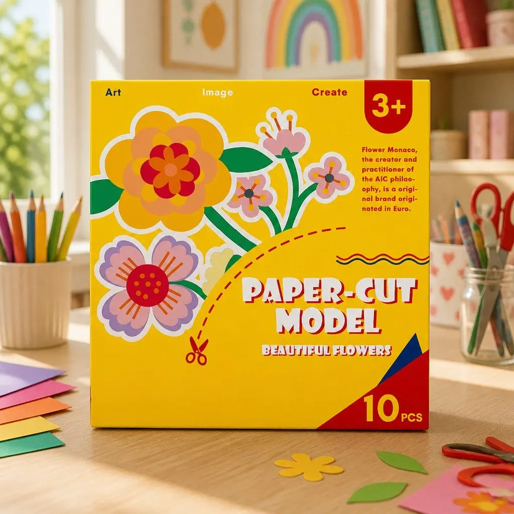Children's Paper Cutting Kit Colourful Templates Safe Scissors Craft Activity