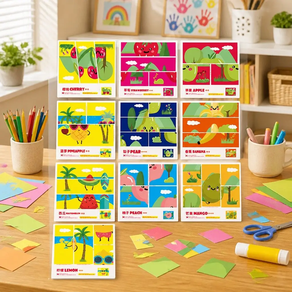 Children's Paper Cutting Kit Colourful Templates Safe Scissors Craft Activity