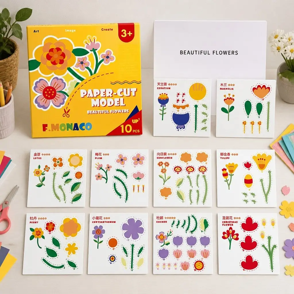 Children's Paper Cutting Kit Colourful Templates Safe Scissors Craft Activity