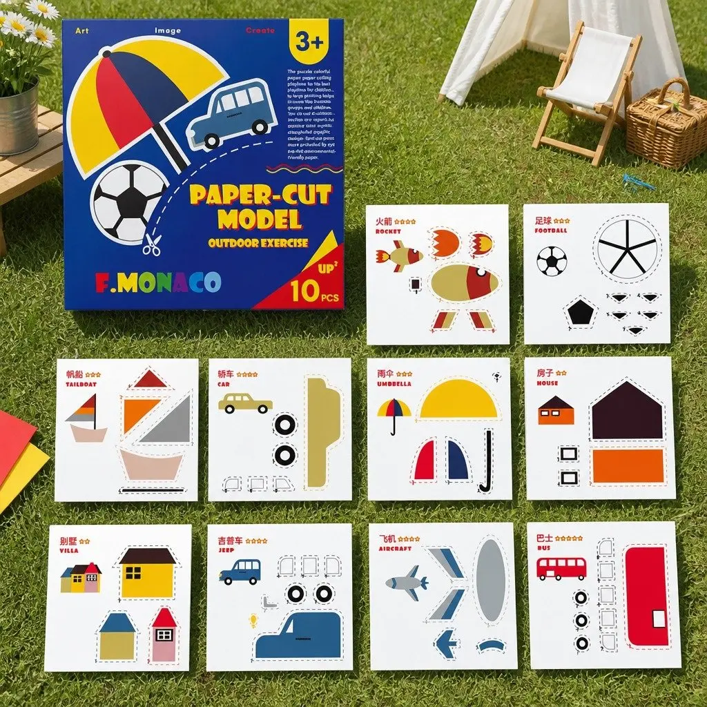Paper Cut Craft Set 3 Pack Food Flower Outdoor Theme Educational Activity