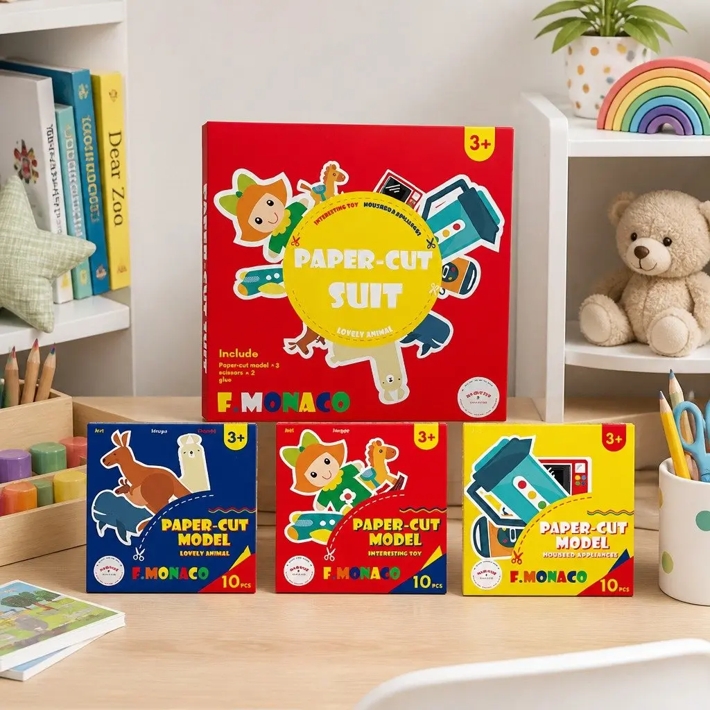Kids Craft Paper Cut Set Themed 3 Pieces Educational Creative Activity