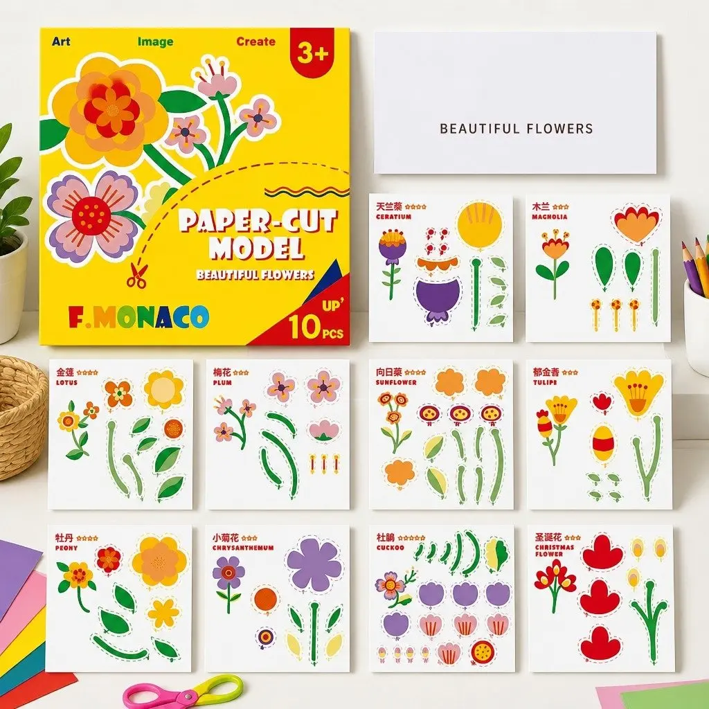 Kids Craft Paper Cut Set Themed 3 Pieces Educational Creative Activity