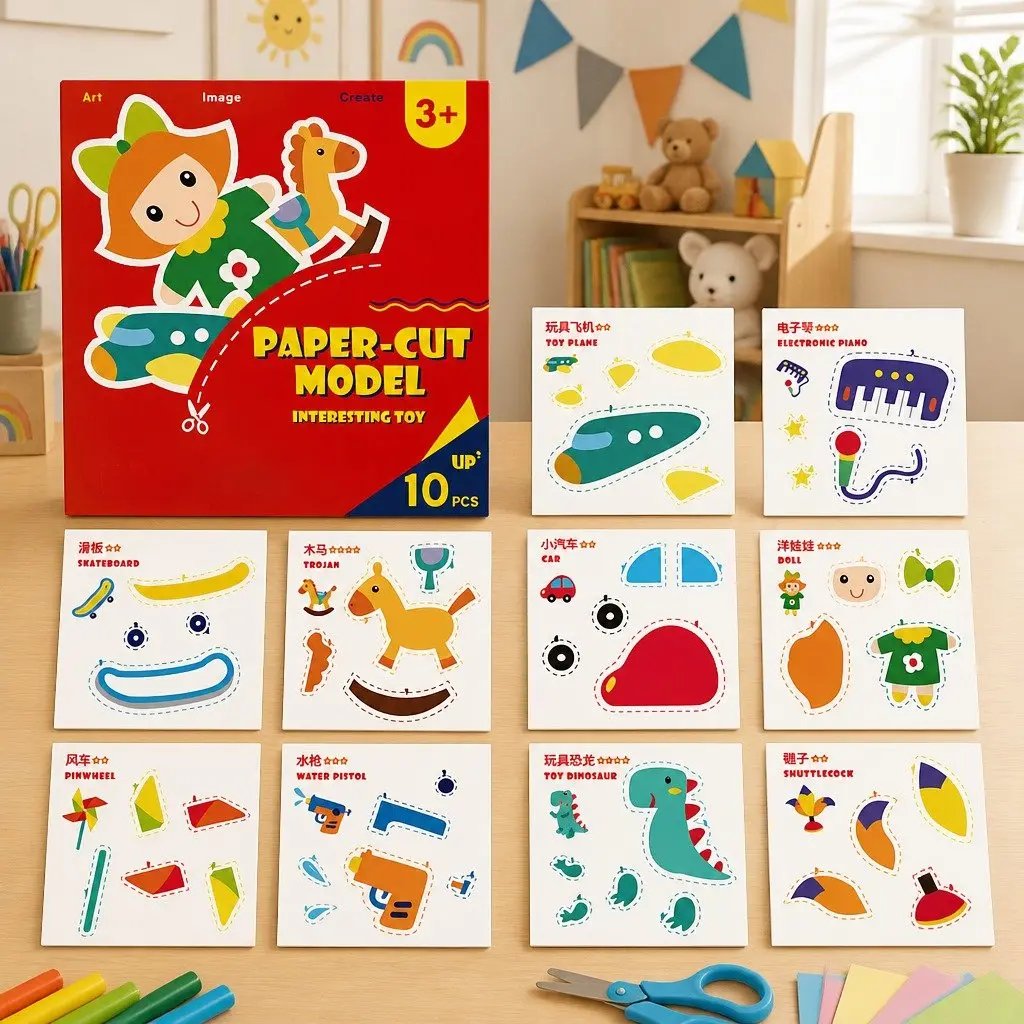 Kids Craft Paper Cut Set Themed 3 Pieces Educational Creative Activity