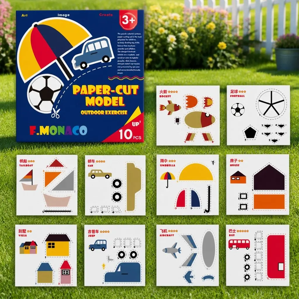 Kids Craft Paper Cut Set Themed 3 Pieces Educational Creative Activity