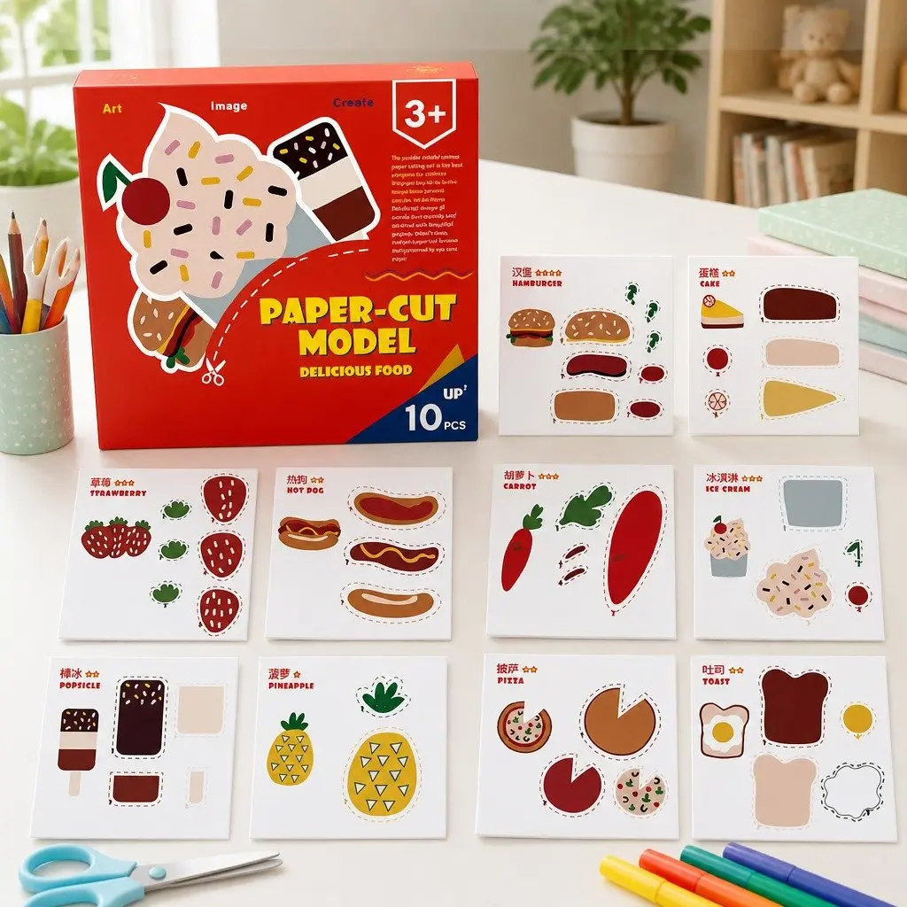 Kids Craft Paper Cut Set Themed 3 Pieces Educational Creative Activity