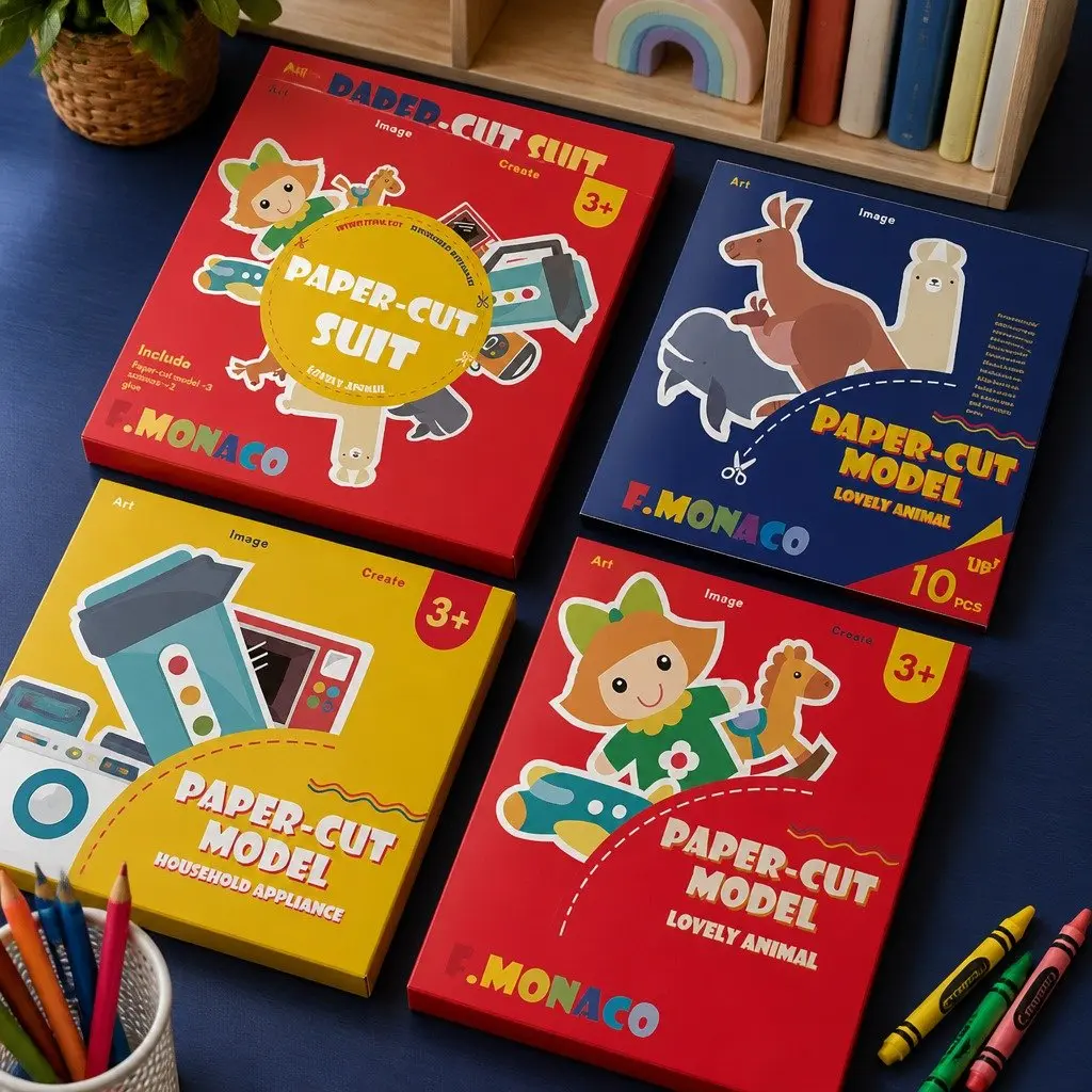 Kids Craft Paper Cut Set Themed 3 Pieces Educational Creative Activity