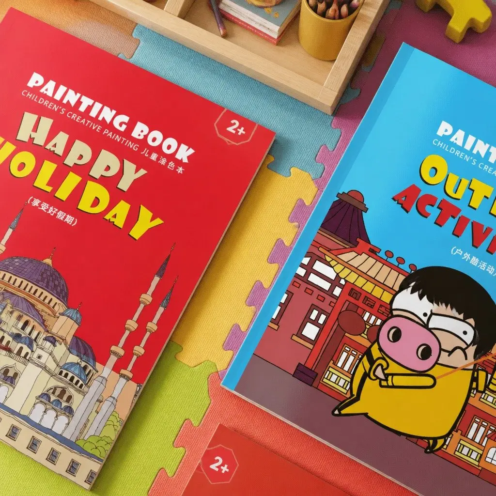 Children's Coloring Book Flower Happy Holiday Thick Pages Creative Activity