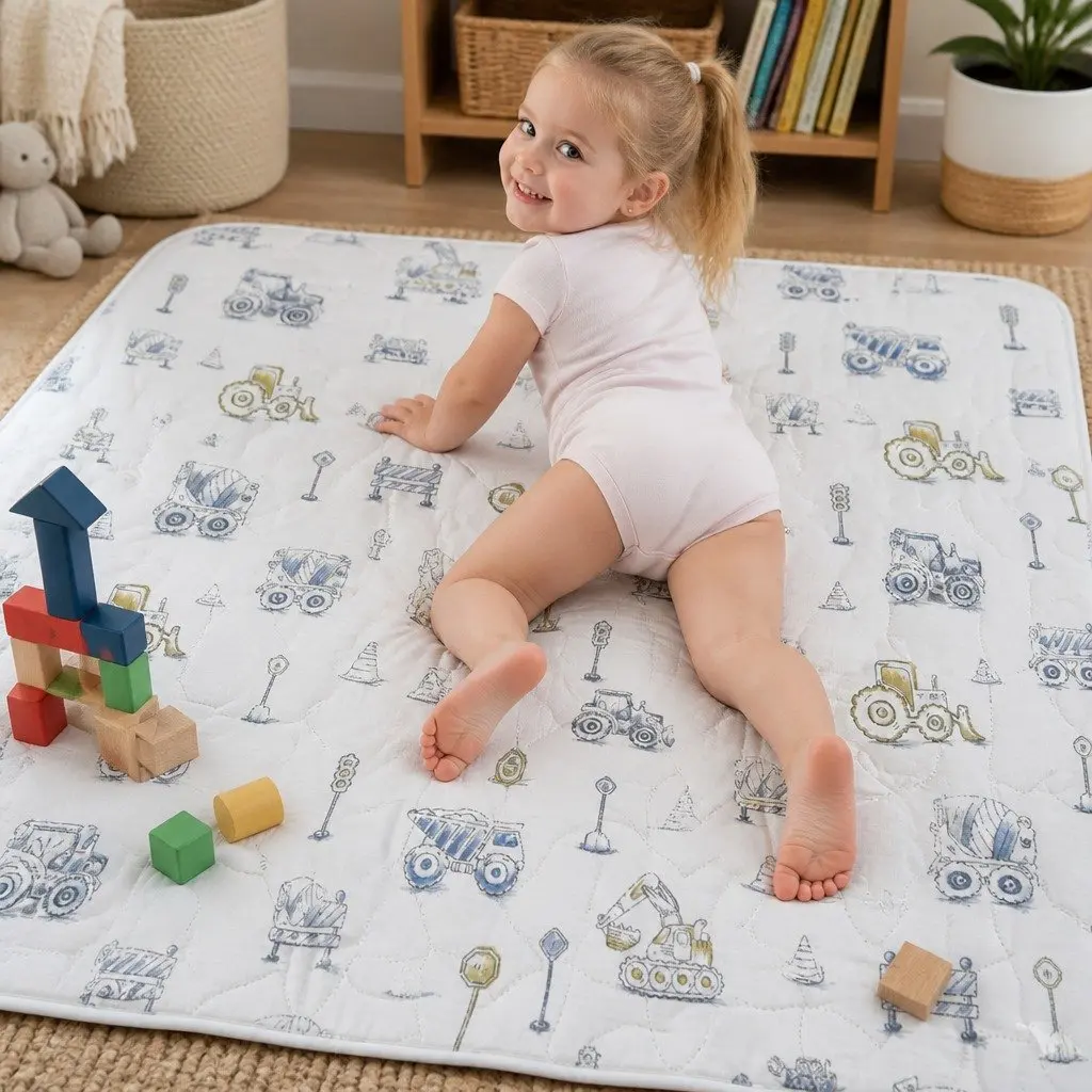 Bamboo Cotton Changing Mat 60x90cm Double-Sided Waterproof Absorbent Pad for Baby
