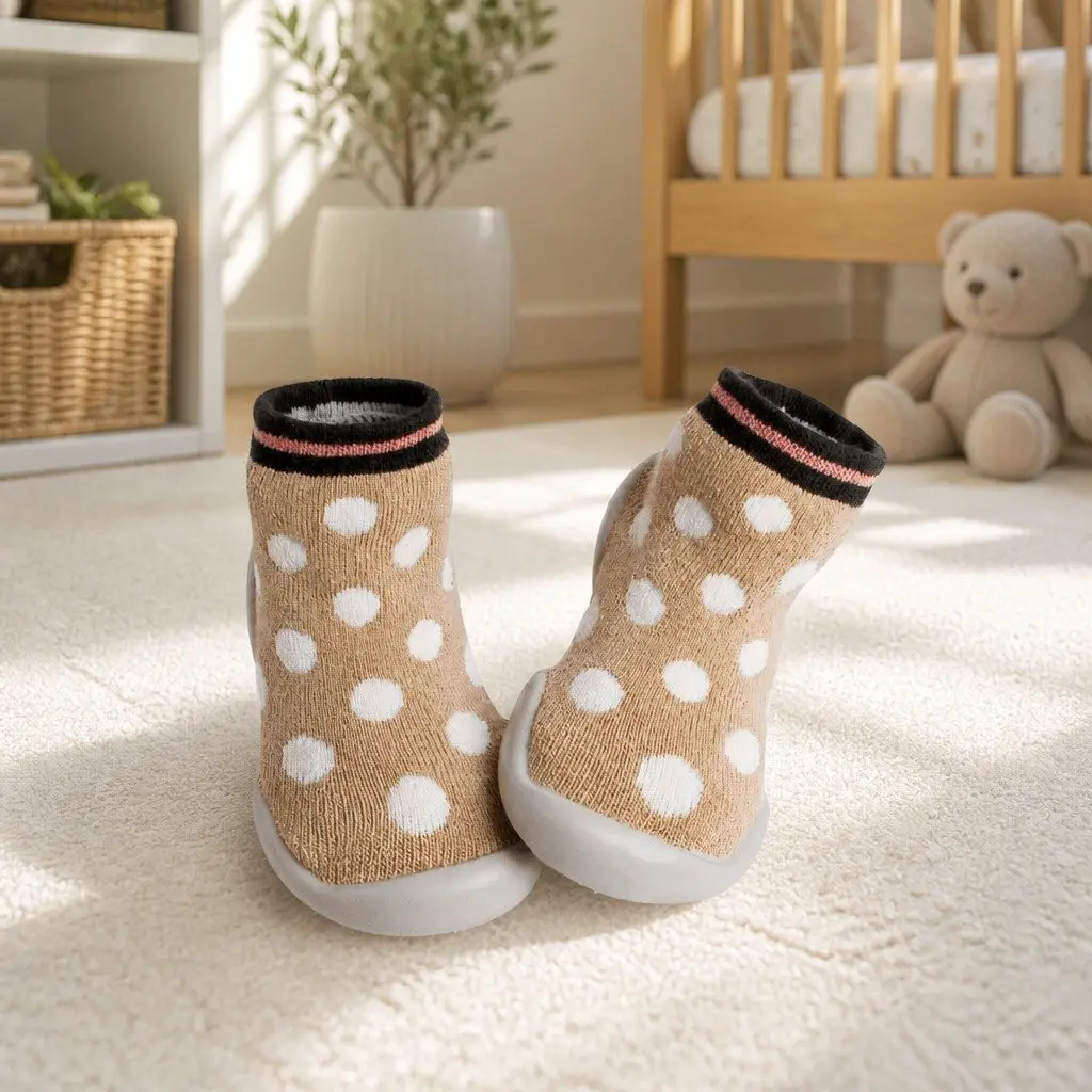 Kids Slipper Socks Glow in the Dark Size 18-19 Soft Flexible Non-slip Sole Machine Washable