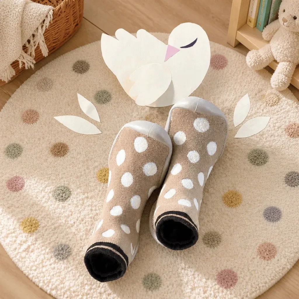 Kids Slipper Socks Glow in the Dark Size 18-19 Soft Flexible Non-slip Sole Machine Washable