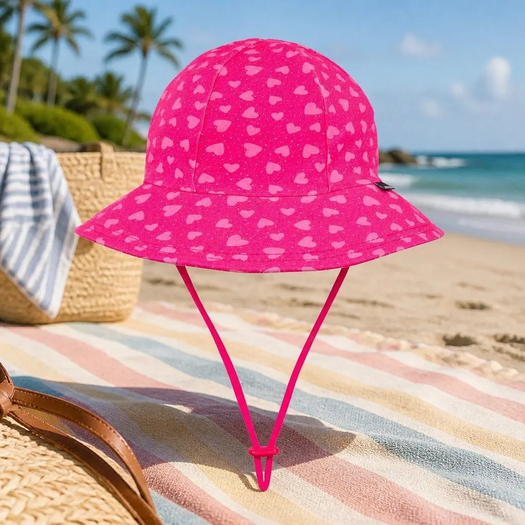 Kids Bucket Hat Pink Large UPF50+ Sun Protection Anti-Flop Brim