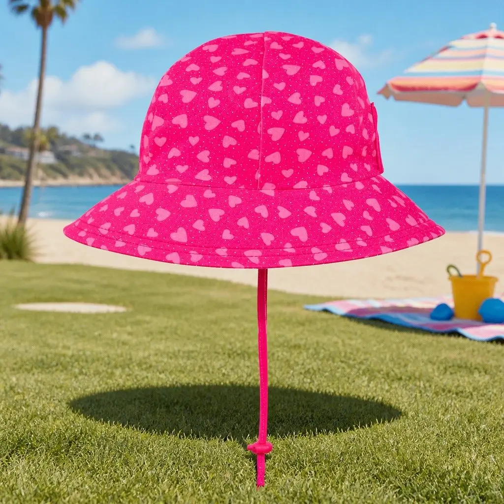 Kids Bucket Hat Pink Large UPF50+ Sun Protection Anti-Flop Brim