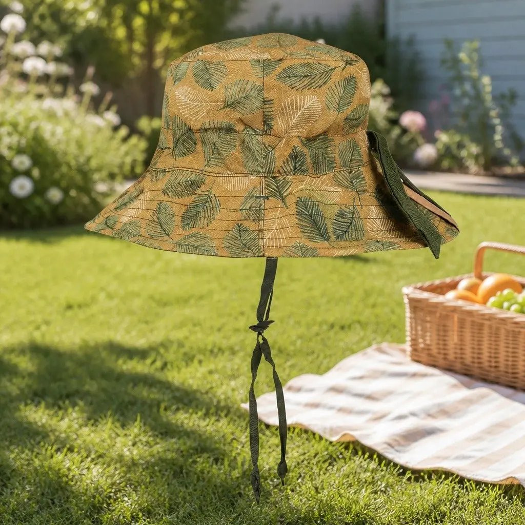 Kids Reversible Bucket Hat Sunny Yellow Mossy Olive Green Size M UPF50+ Sun Protection Wide Brim