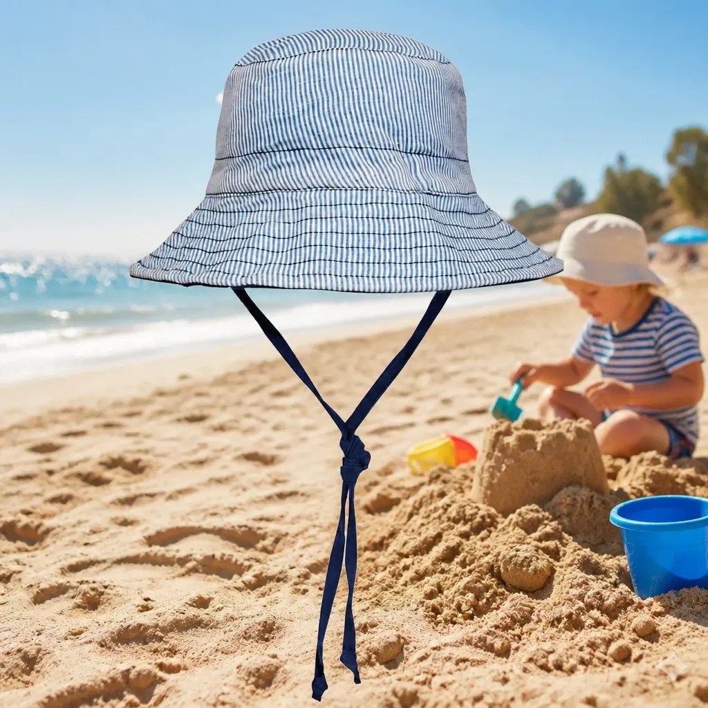 Reversible Bucket Hat Charlie Print Indigo S Wide Brim UPF50+ Sun Protection