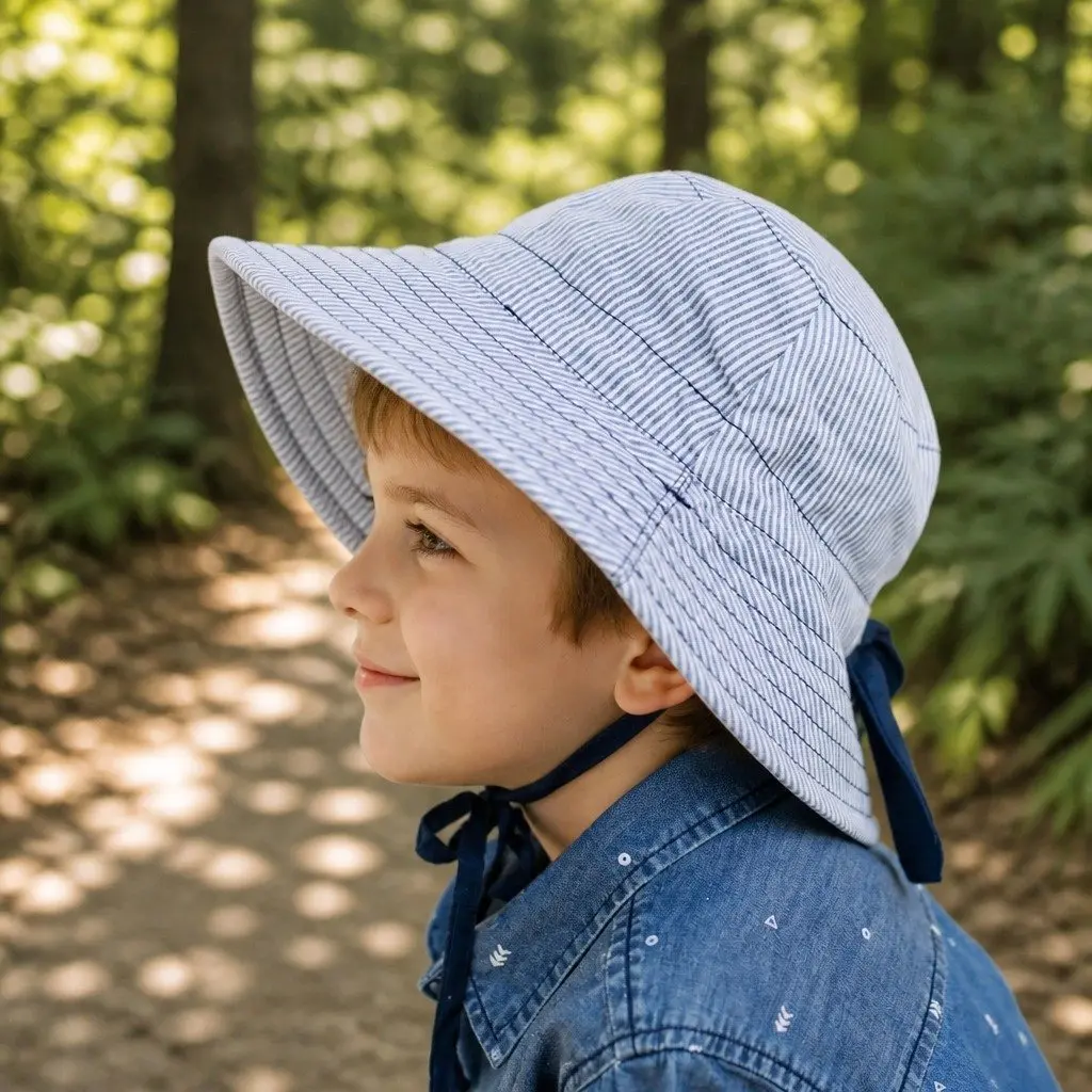 Reversible Bucket Hat Charlie Print Indigo S Wide Brim UPF50+ Sun Protection