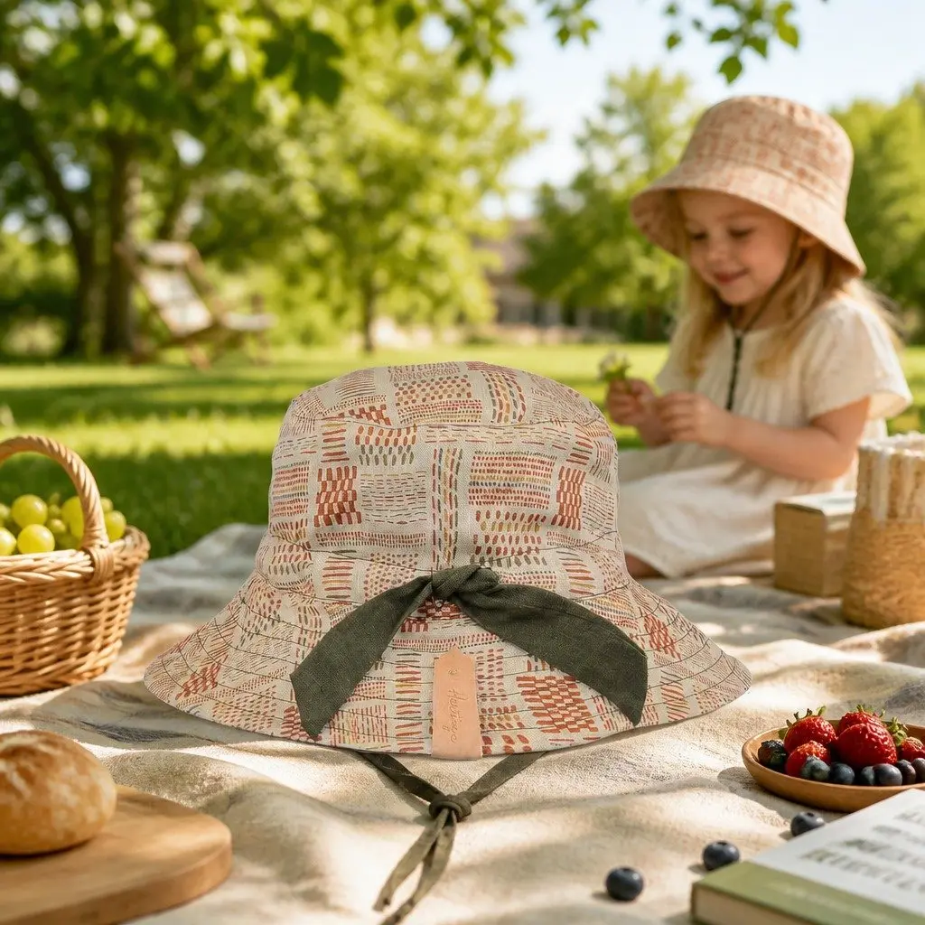 Kids Reversible Bucket Hat Otis Olive S UPF50+ Sun Protection Wide Brim Explorer Style