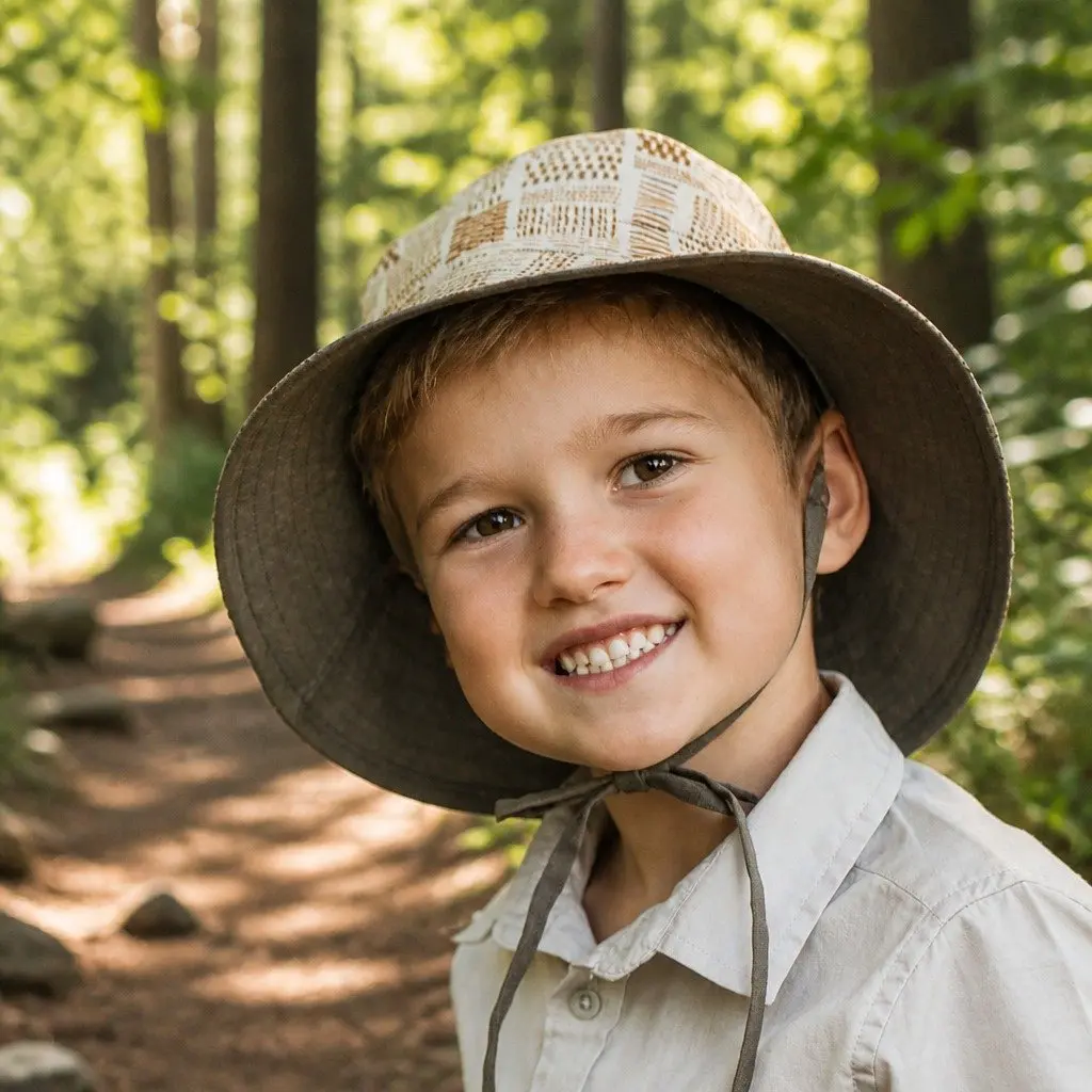 Kids Reversible Bucket Hat Otis Olive S UPF50+ Sun Protection Wide Brim Explorer Style
