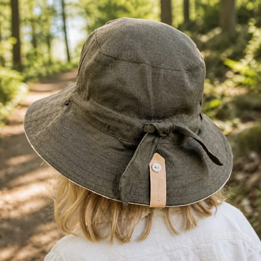 Kids Reversible Bucket Hat Otis Olive S UPF50+ Sun Protection Wide Brim Explorer Style