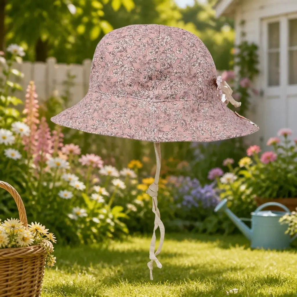 Kids Bucket Hat Reversible Earthy Colours Size S Wide Brim UPF50+ Sun Protection