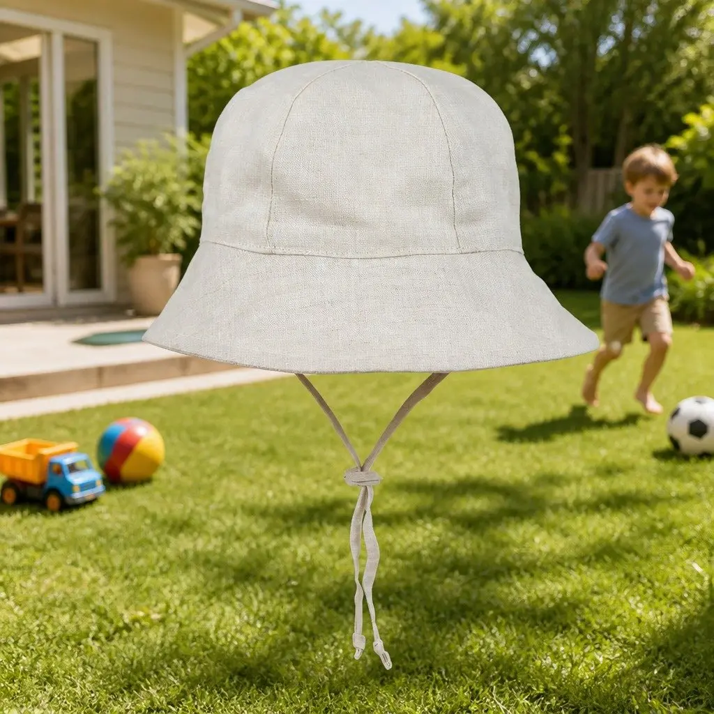 Kids Bucket Hat Reversible Earthy Colours Size S Wide Brim UPF50+ Sun Protection