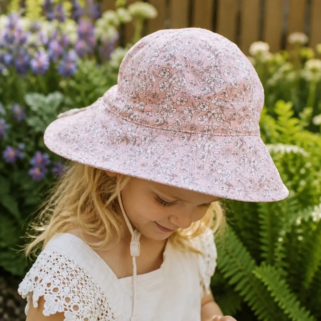 Kids Bucket Hat Reversible Earthy Colours Size S Wide Brim UPF50+ Sun Protection