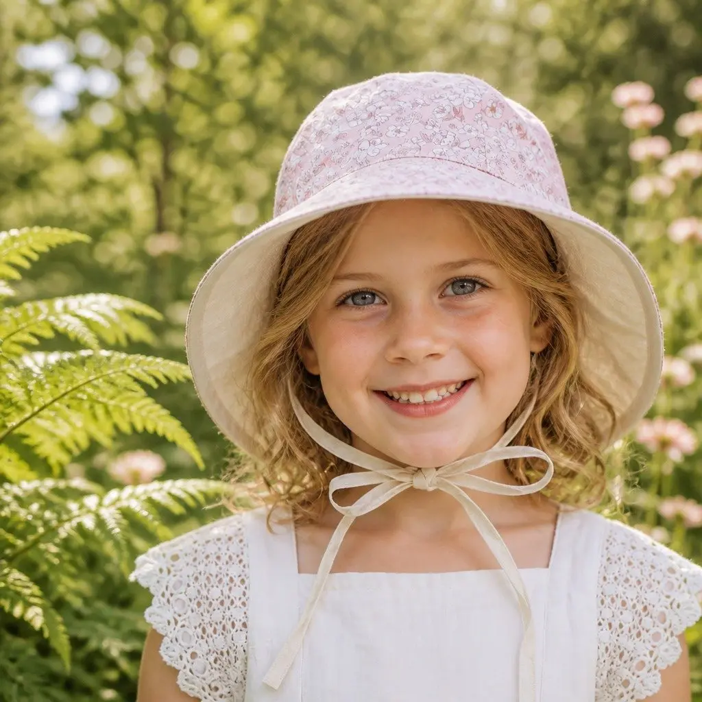 Kids Bucket Hat Reversible Earthy Colours Size S Wide Brim UPF50+ Sun Protection