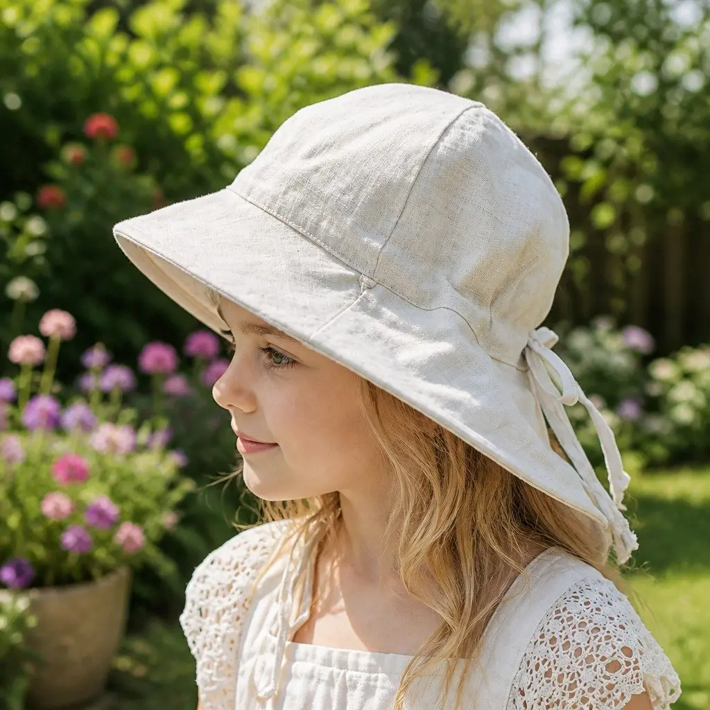 Kids Bucket Hat Reversible Earthy Colours Size S Wide Brim UPF50+ Sun Protection