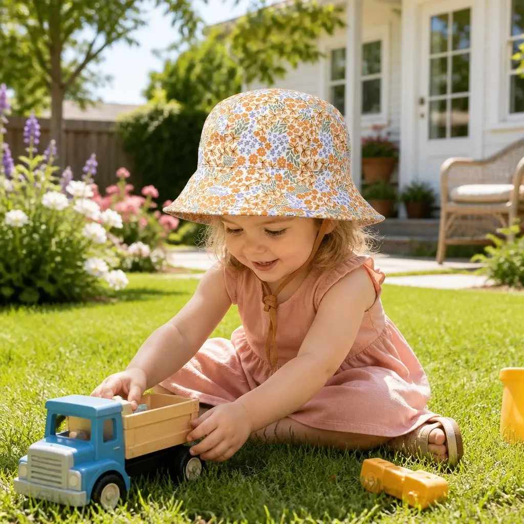 Reversible Bucket Hat Mabel S Lightweight UPF50+ Sun Protection Wide Brim Kids