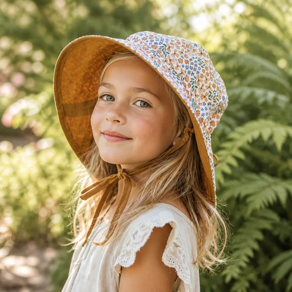 Reversible Bucket Hat Mabel S Lightweight UPF50+ Sun Protection Wide Brim Kids