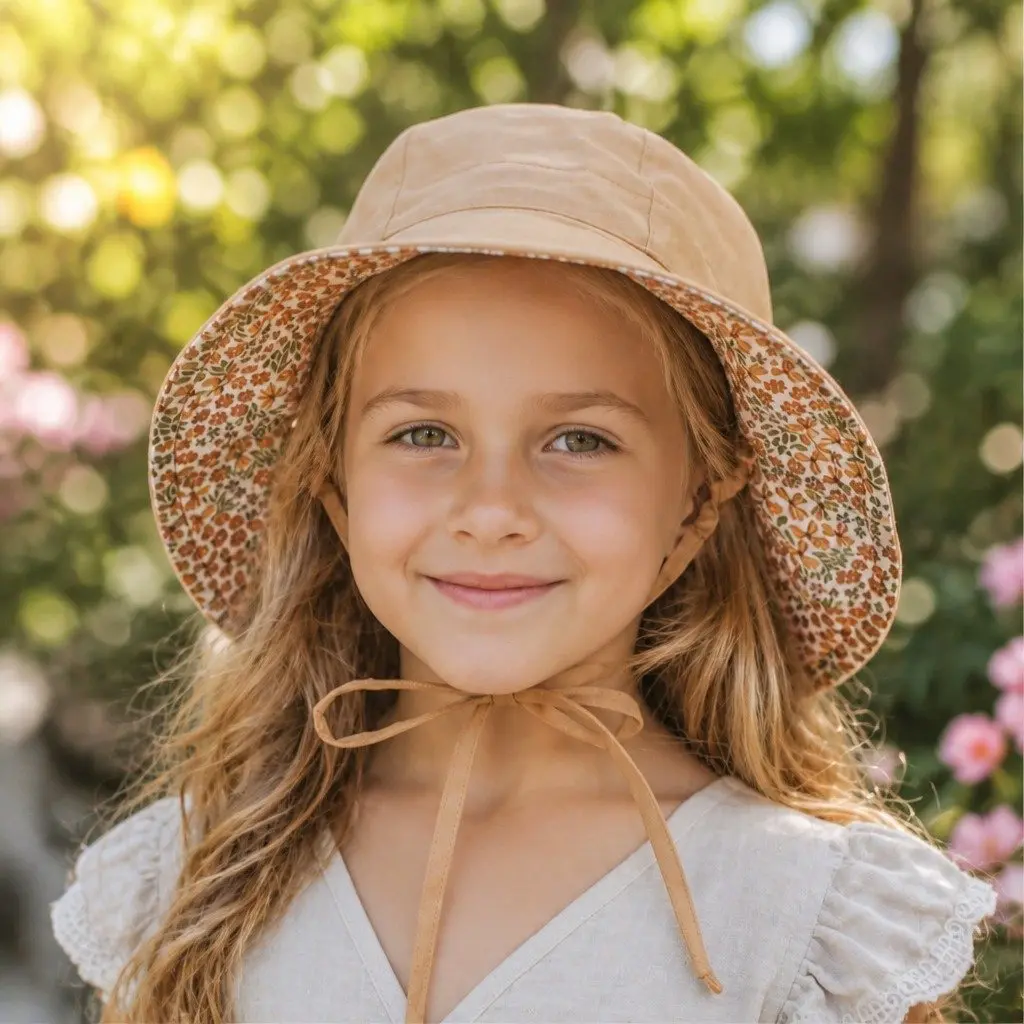 Reversible Bucket Hat Mabel S Lightweight UPF50+ Sun Protection Wide Brim Kids