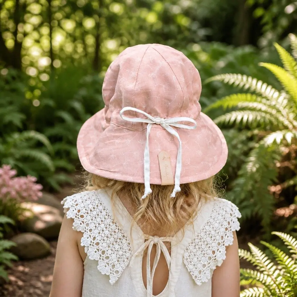 Kids Reversible Bucket Hat Wide Brim UPF50+ Sun Protection Adjustable Ties