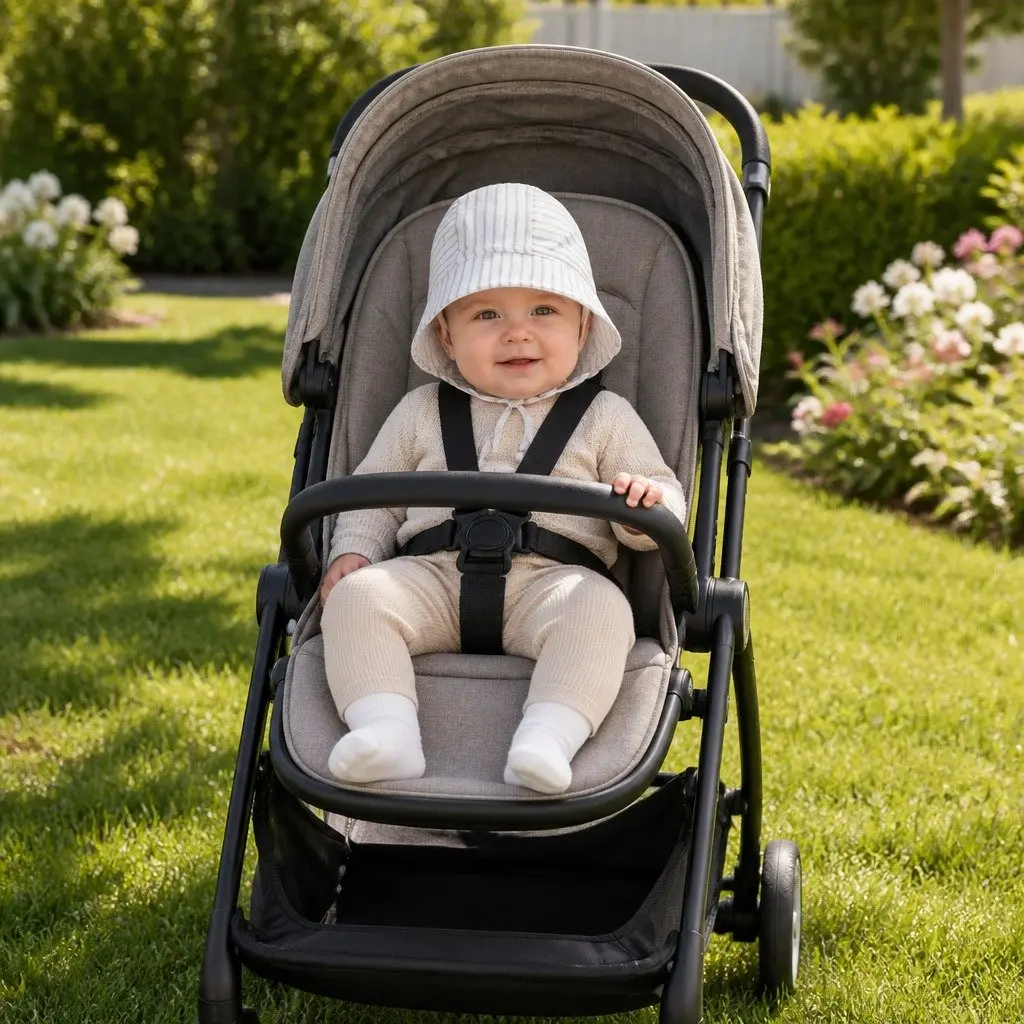 Kids Reversible Bonnet Hat UPF50+ Sun Protection Linen Classic Style Finley M