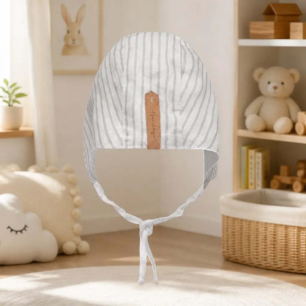 Kids Reversible Bonnet Hat UPF50+ Sun Protection Linen Classic Style Finley M