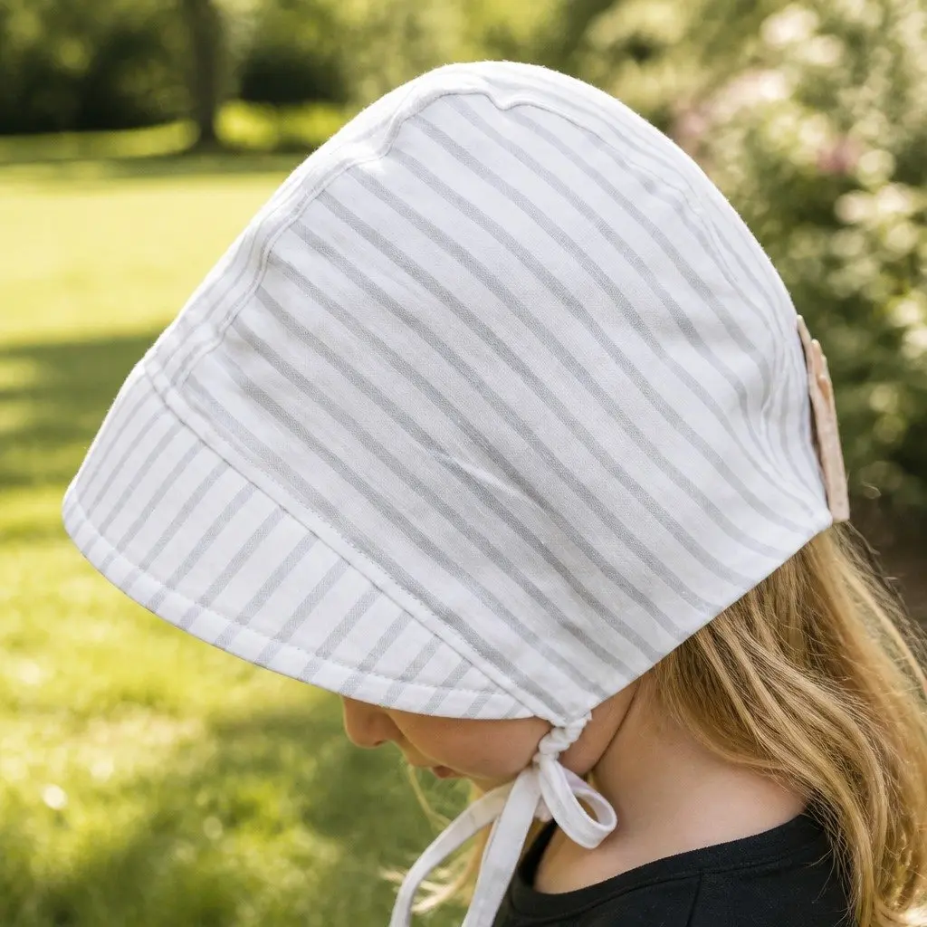 Kids Reversible Bonnet Hat UPF50+ Sun Protection Linen Classic Style Finley M