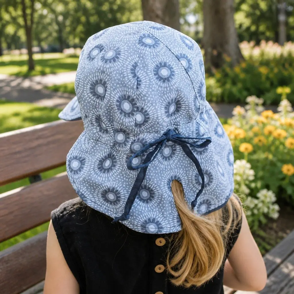 Reversible Baby Flap Sun Hat Lightweight Newborn UPF50+ Adjustable Ties