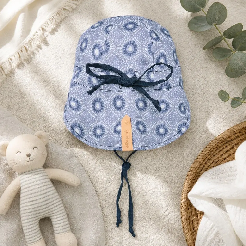 Reversible Baby Flap Sun Hat Norman Indigo Newborn Pram Carrier UPF50+