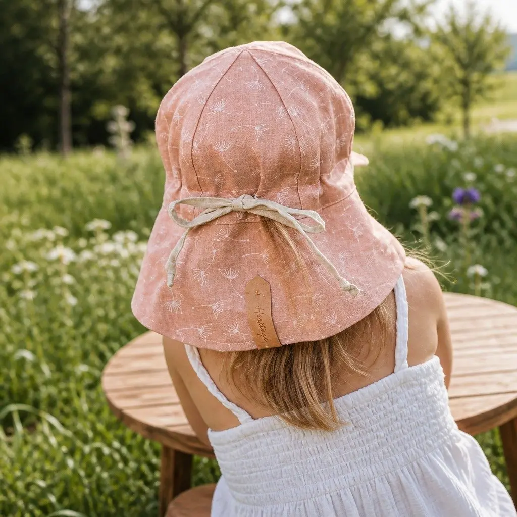 Baby Flap Hat Reversible Frances Flax UPF50+ Lightweight Adjustable for Newborn Toddler