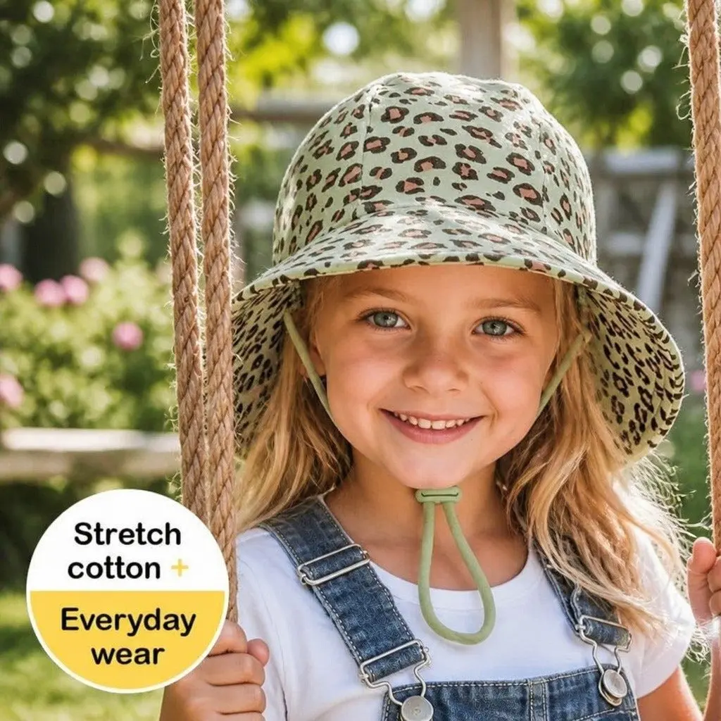 Toddler Bucket Hat Leopard XS Soft Flexible Brim UPF50+ Sun Protection