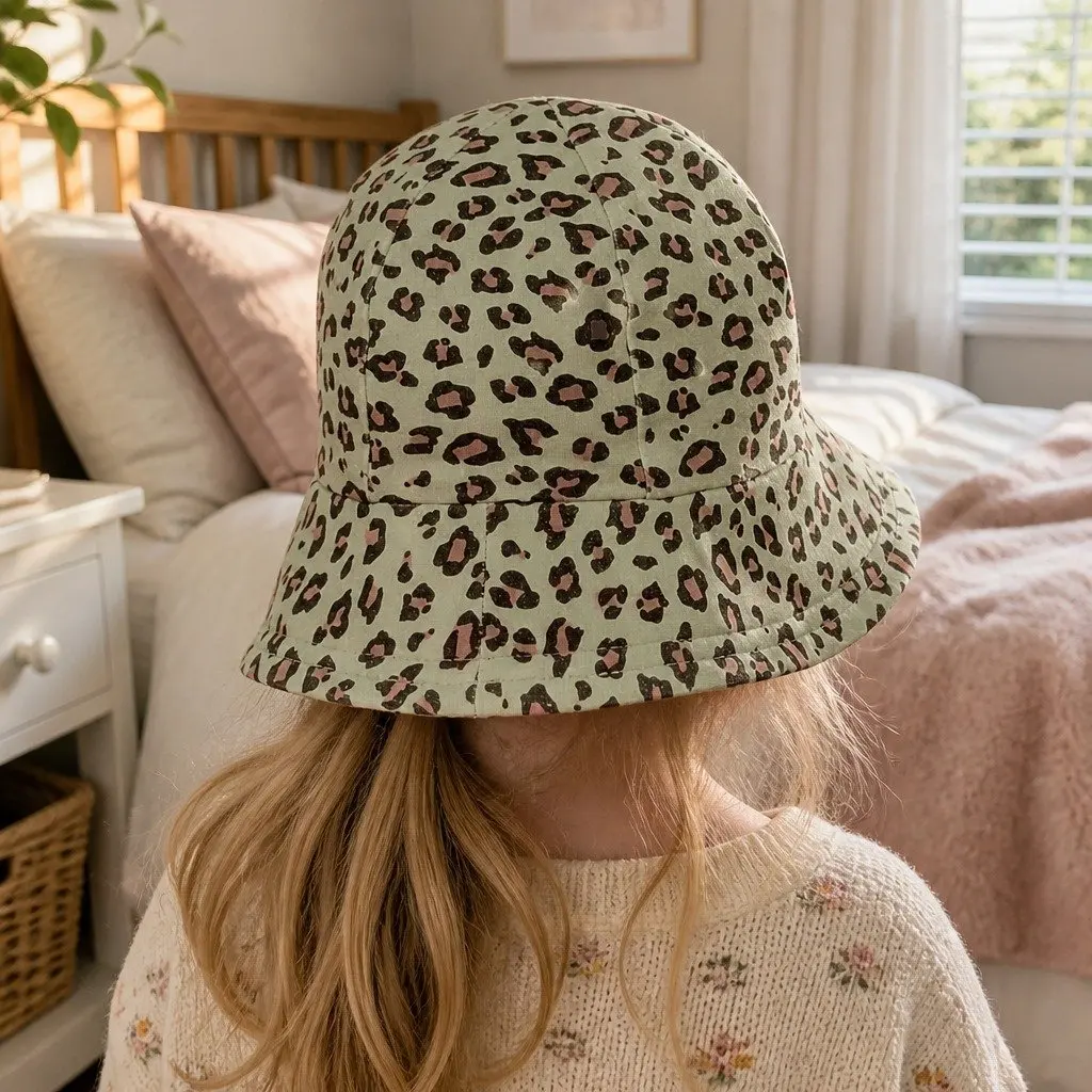 Toddler Bucket Hat Leopard XS Soft Flexible Brim UPF50+ Sun Protection
