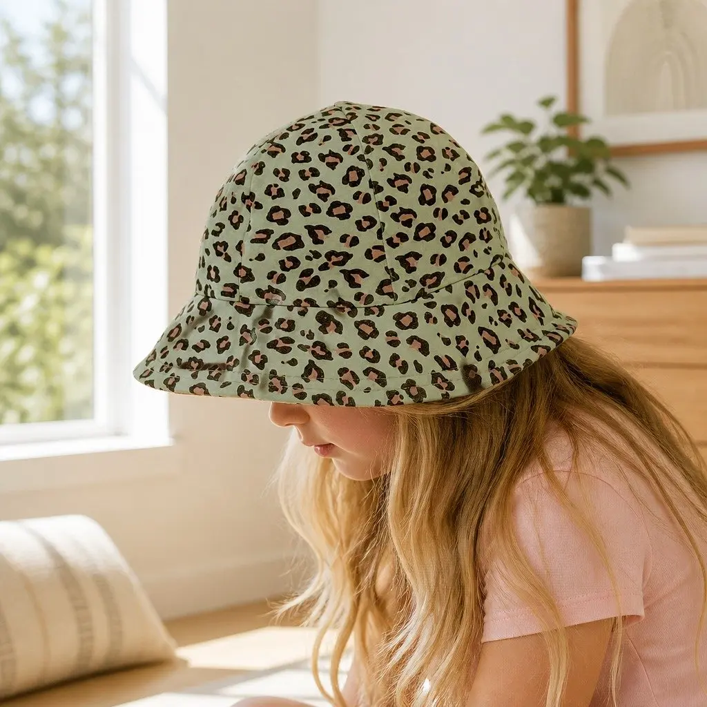 Toddler Bucket Hat Leopard XS Soft Flexible Brim UPF50+ Sun Protection