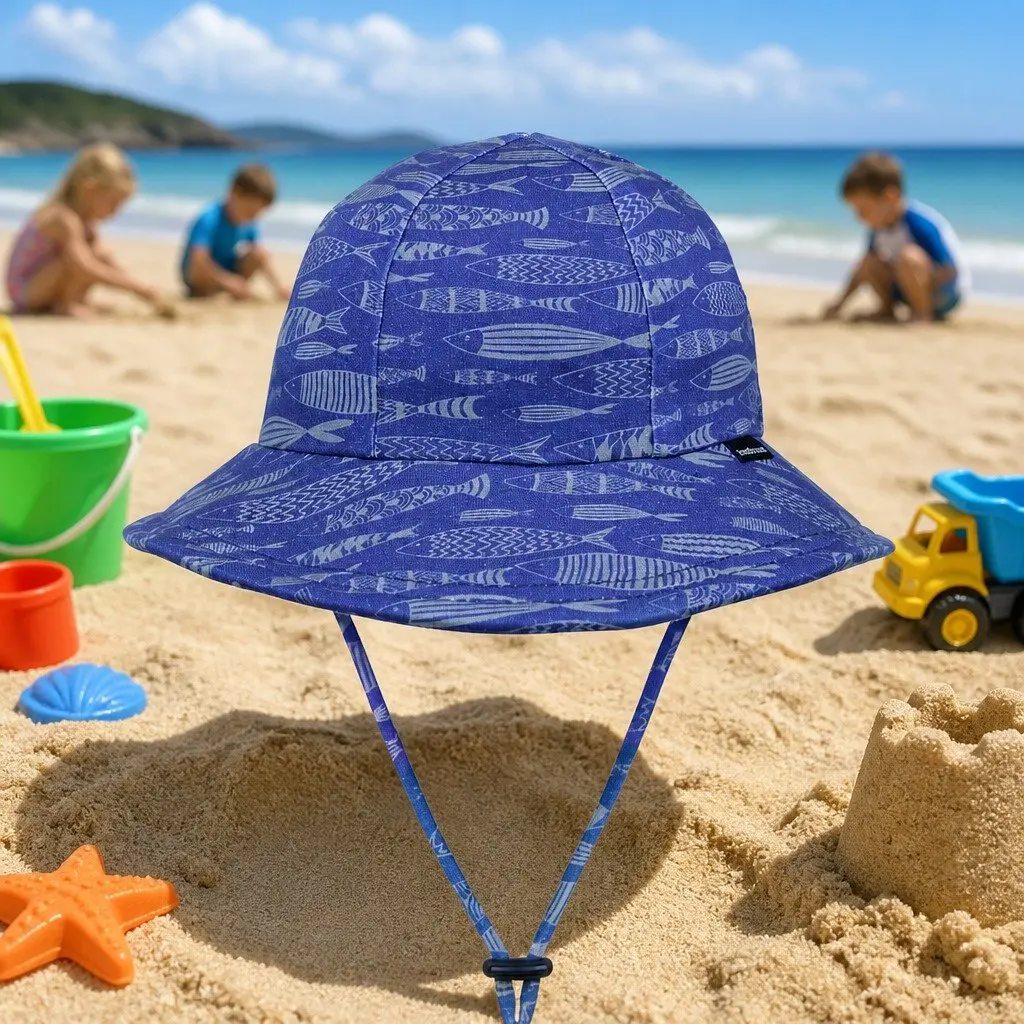Toddler Bucket Hat Fish Pattern XS UPF50+ Sun Protection Soft Brim