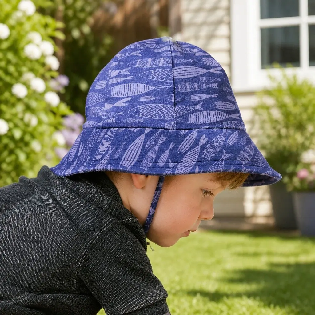 Toddler Bucket Hat Fish Pattern XS UPF50+ Sun Protection Soft Brim