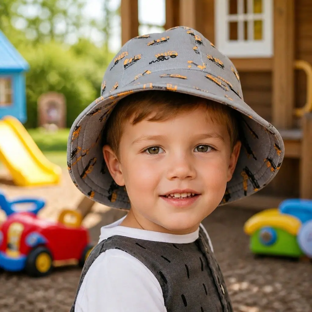Toddler Bucket Hat Yellow Black Grey Soft Brim Sun Protection UPF50+