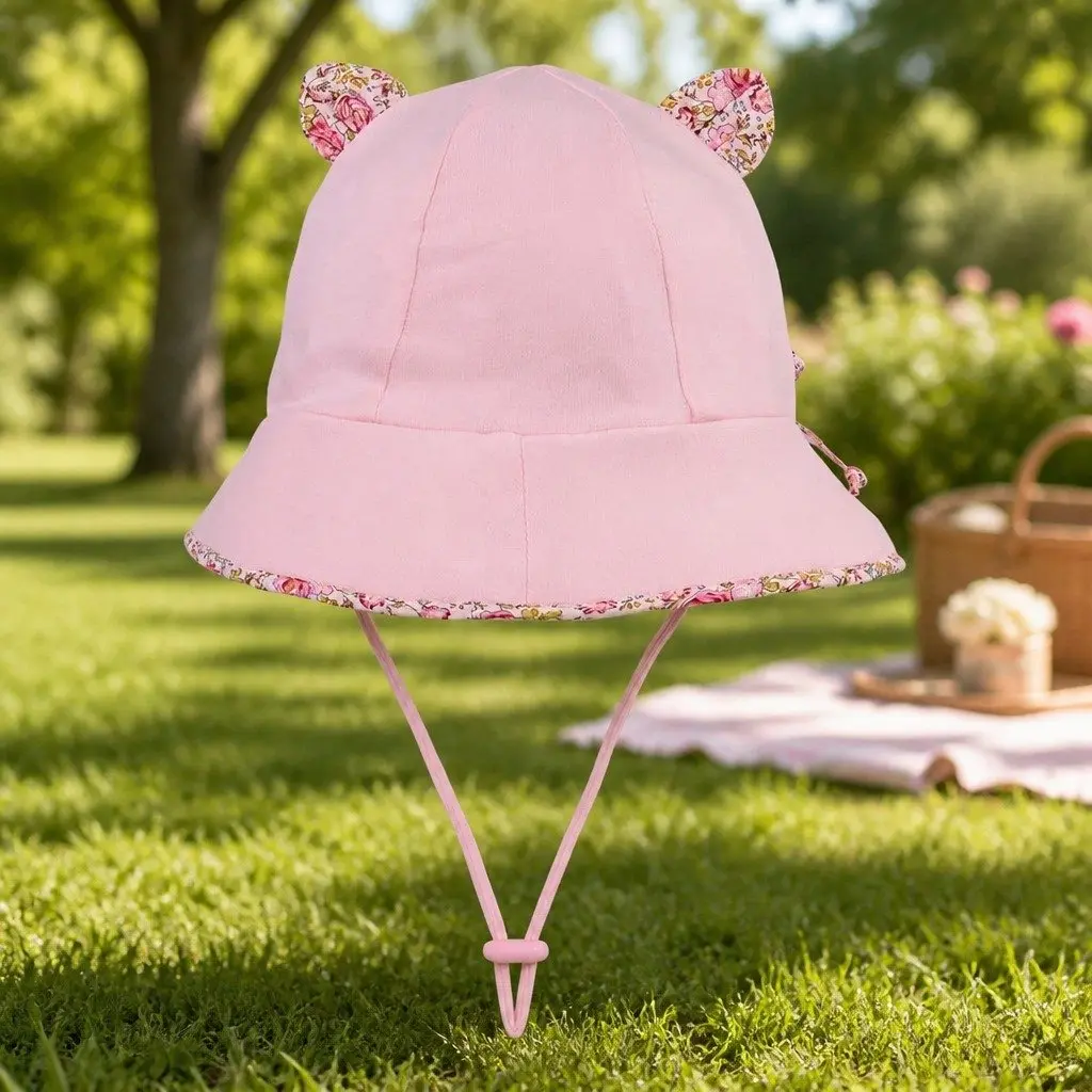 Toddler Bucket Hat Blush Pink XS Soft Flexible Brim UPF50+ Sun Protection