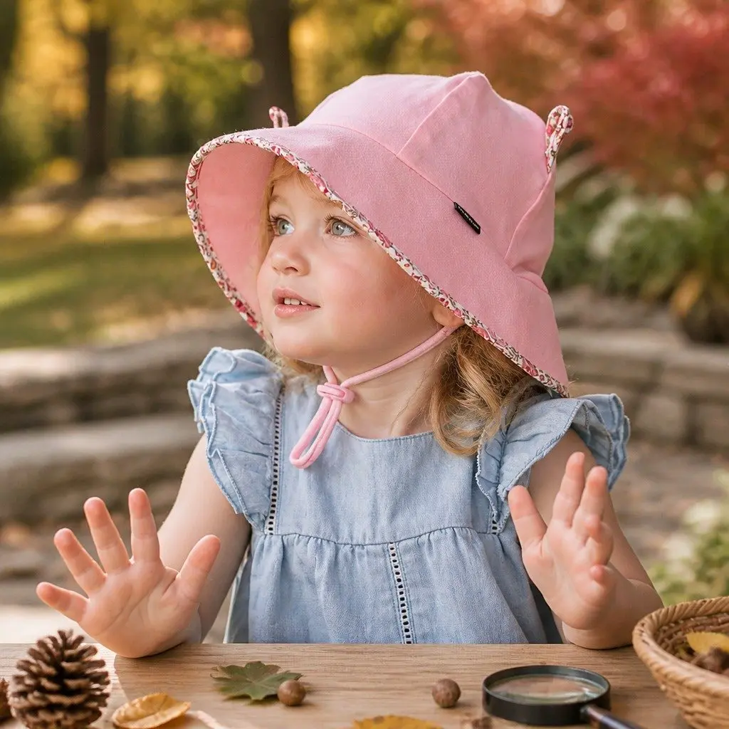 Toddler Bucket Hat Blush Pink XS Soft Flexible Brim UPF50+ Sun Protection