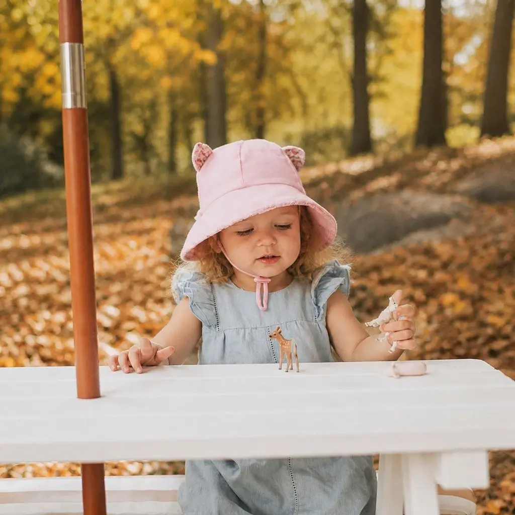 Toddler Bucket Hat Blush Pink XS Soft Flexible Brim UPF50+ Sun Protection